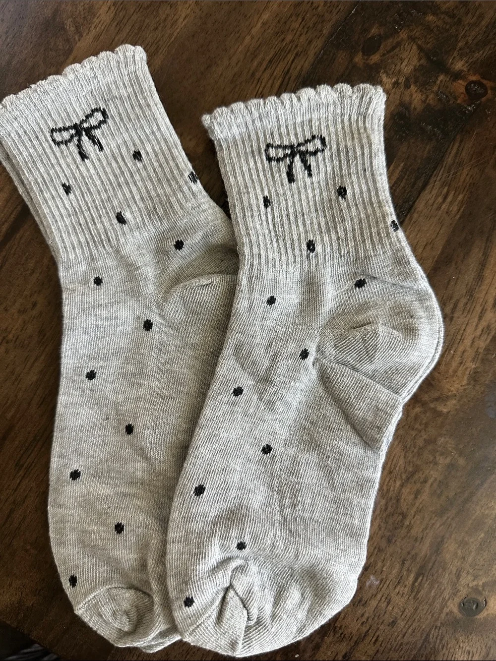 Adult Socks Bows & PolkaDots Gray Socks 2 Pair